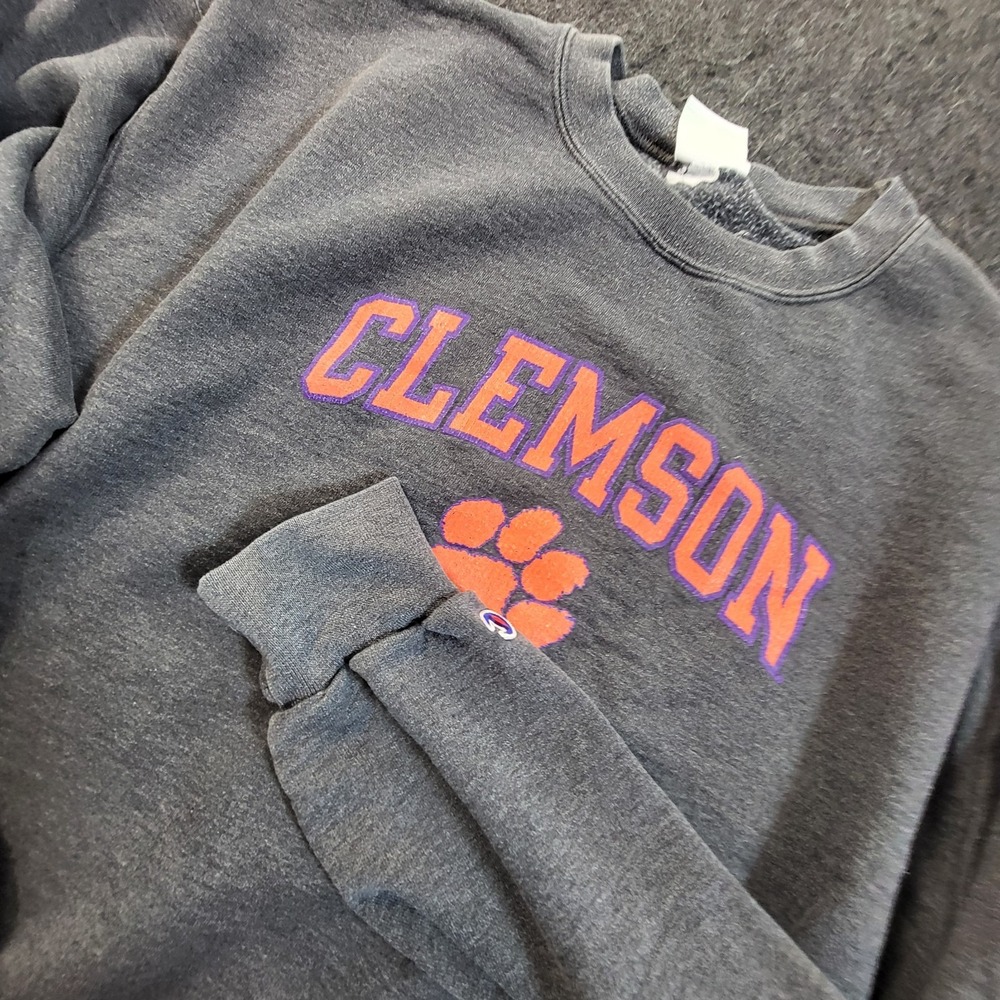 Clemson Tigers Champion Sweatshirt Mens 2XL Crew Neck Pullover Gray Fleece